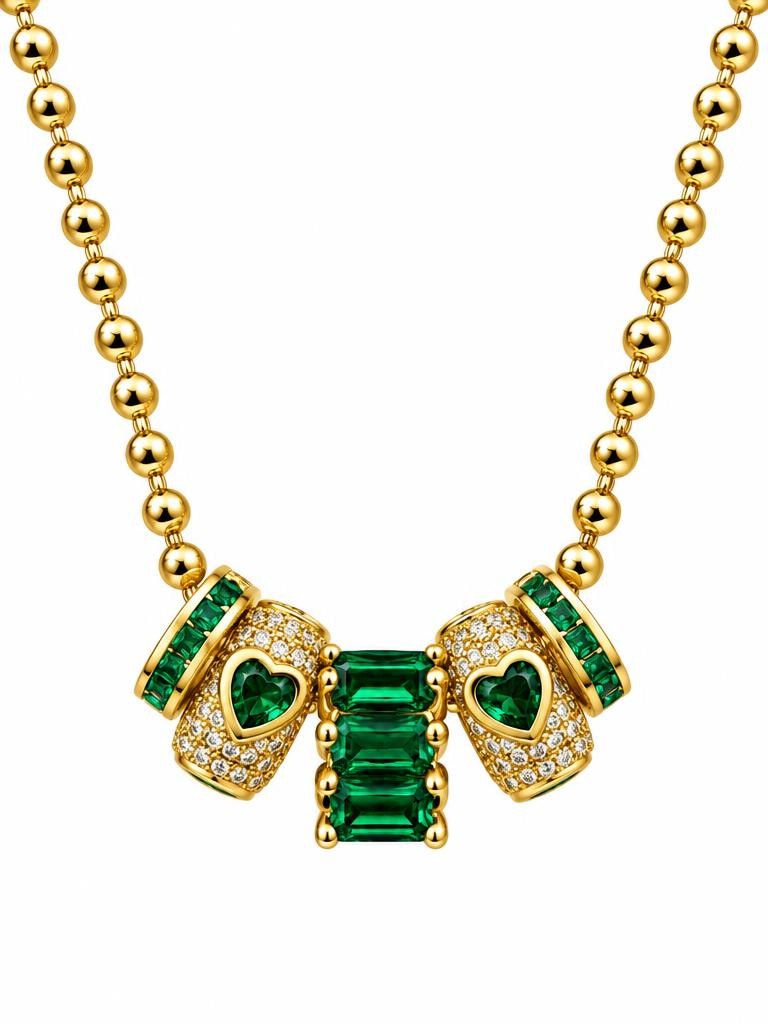 Emerald Sliding Charm Necklace