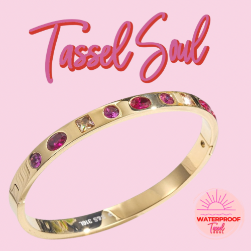 Ashley Multi Stone Bangle - Pink