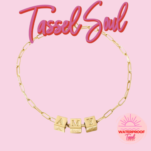 Block Initial Charm Bracelet