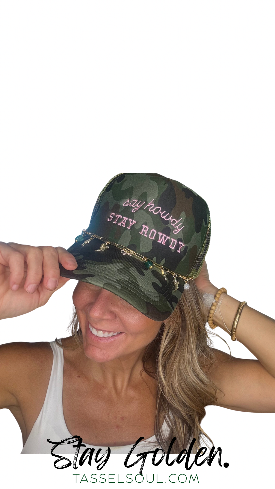 Stay Rowdy Trucker Hat & Charm Chain