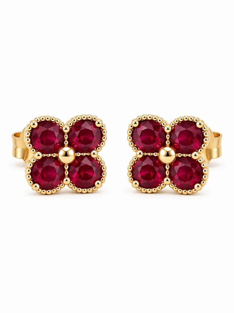 Ruby Flower Studs | Mini