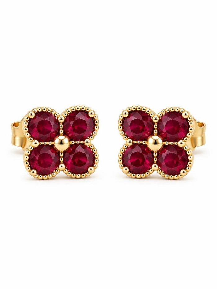 Ruby Flower Studs | Mini
