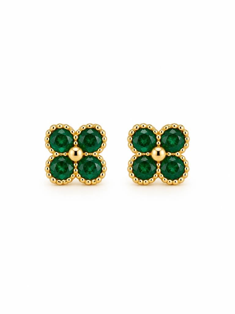 Green Flower Studs | Mini