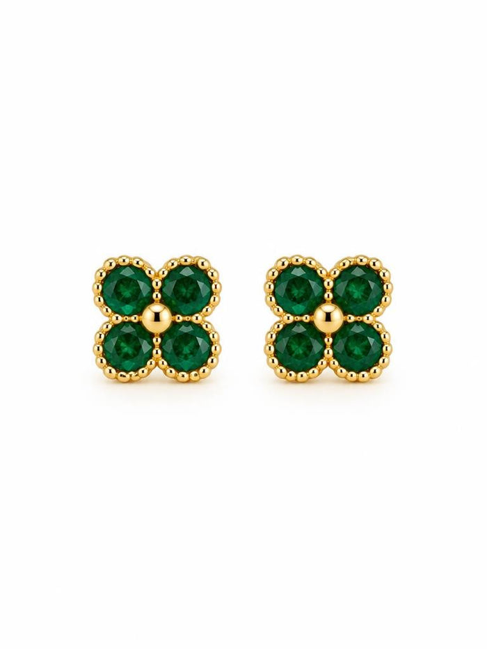 Green Flower Studs | Mini
