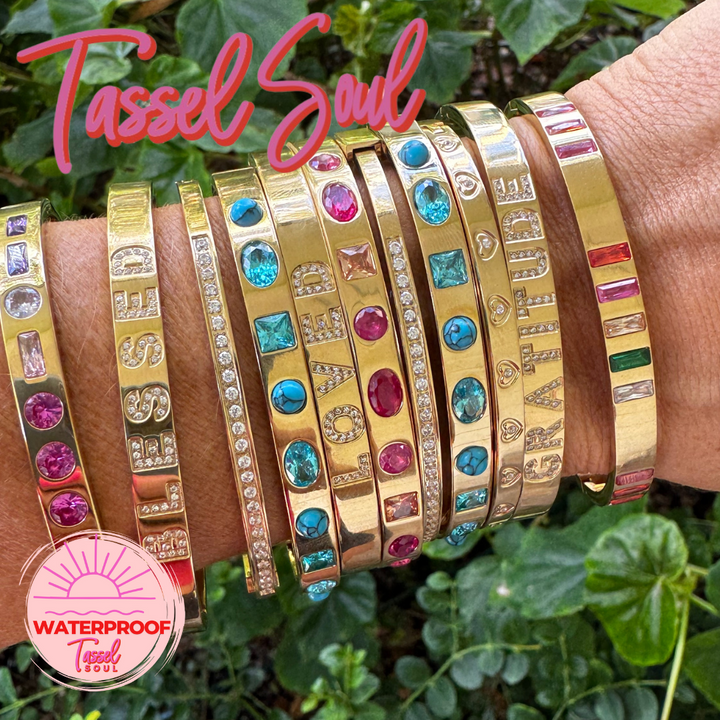 Ashley Multi Gem Bangle - Blue