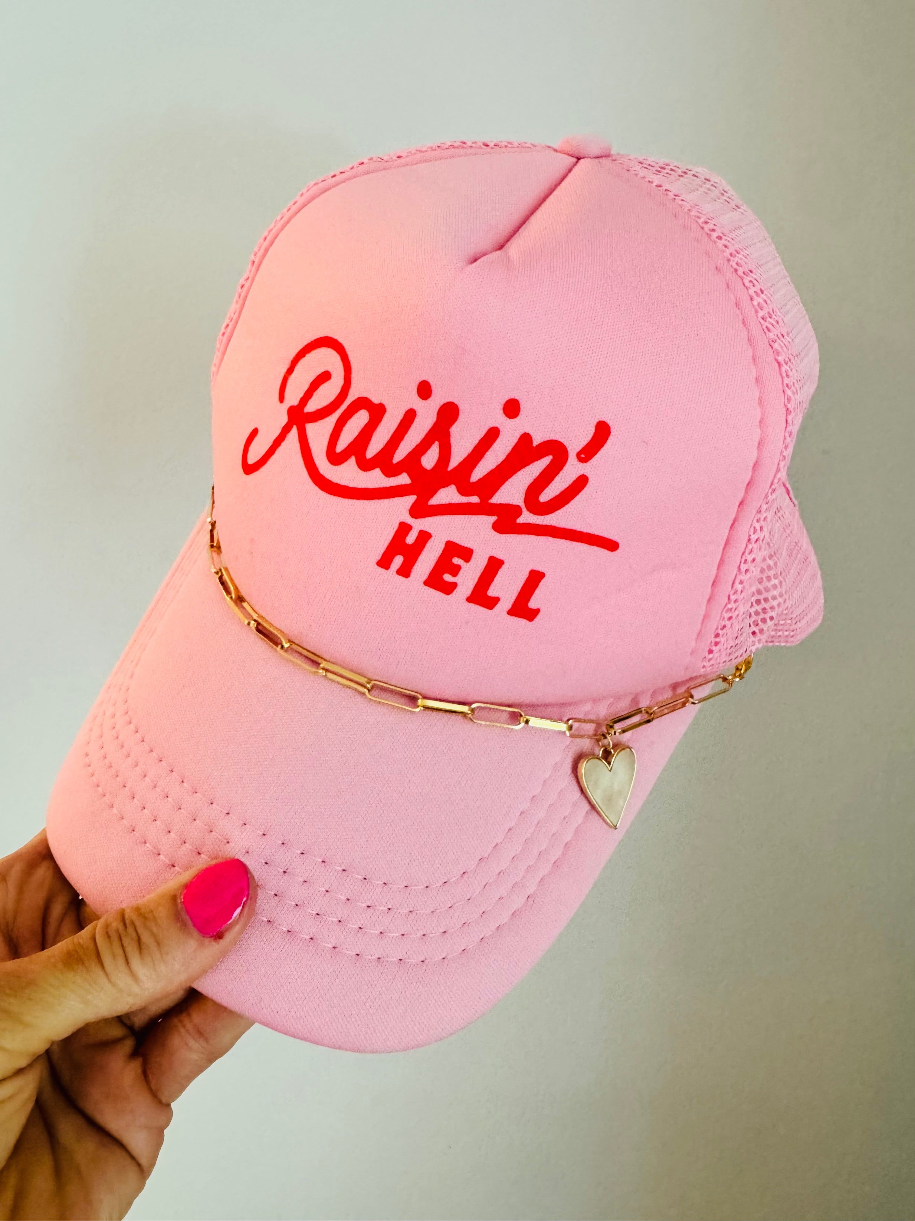 Raisin' Hell Trucker Hat & Hat Chain