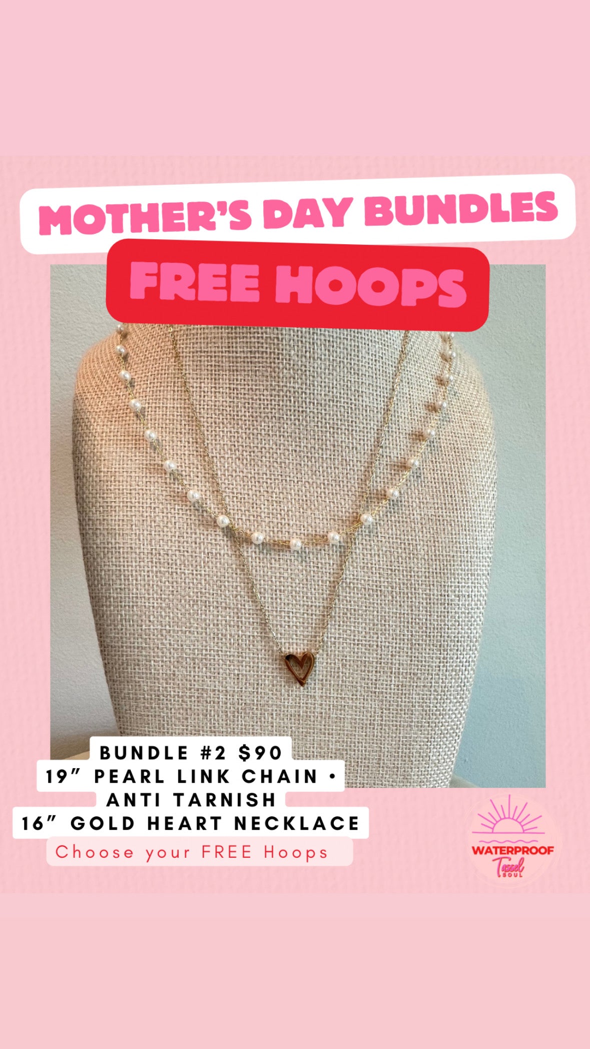 Mother’s Day Bundle - Dainty Pearl Chain & Golden Heart Necklace