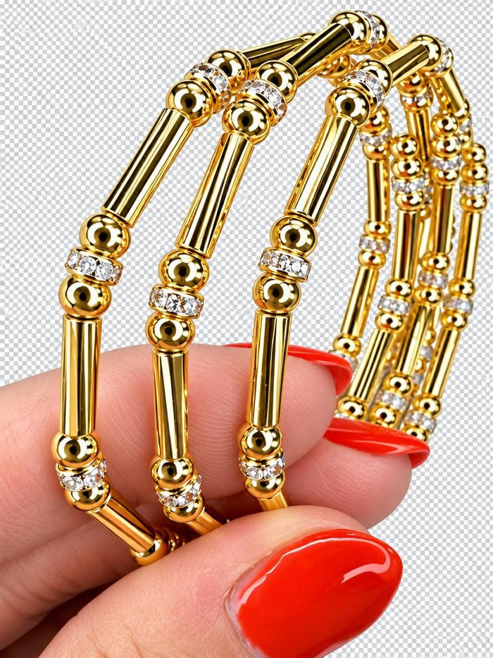 Bamboo & Diamond Memory Wire Bracelets