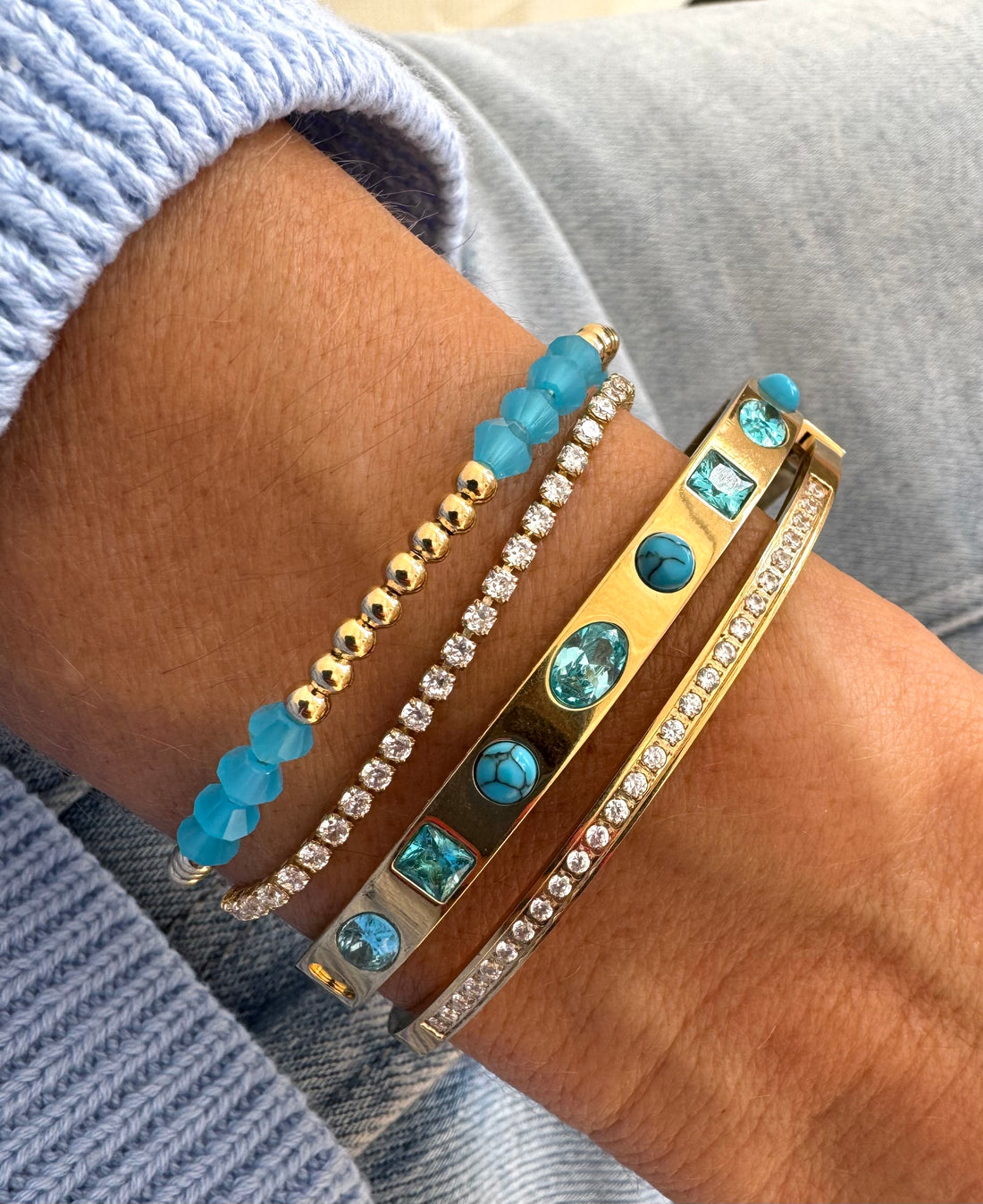 Ashley Multi Gem Bangle - Blue