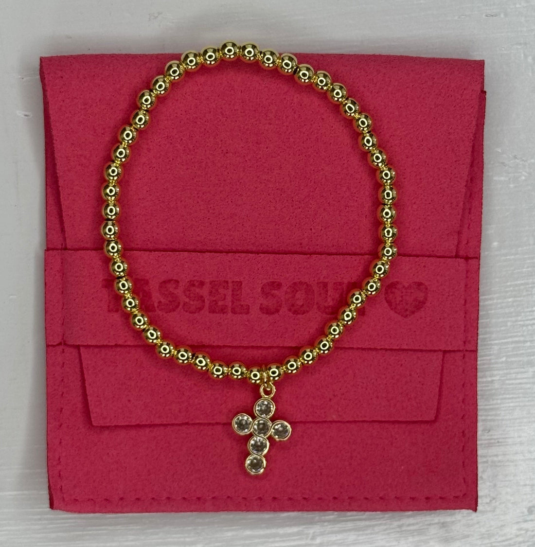 Bubble Diamond Cross Charm Bracelet