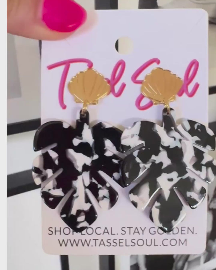 Stormy Night Palm Earrings