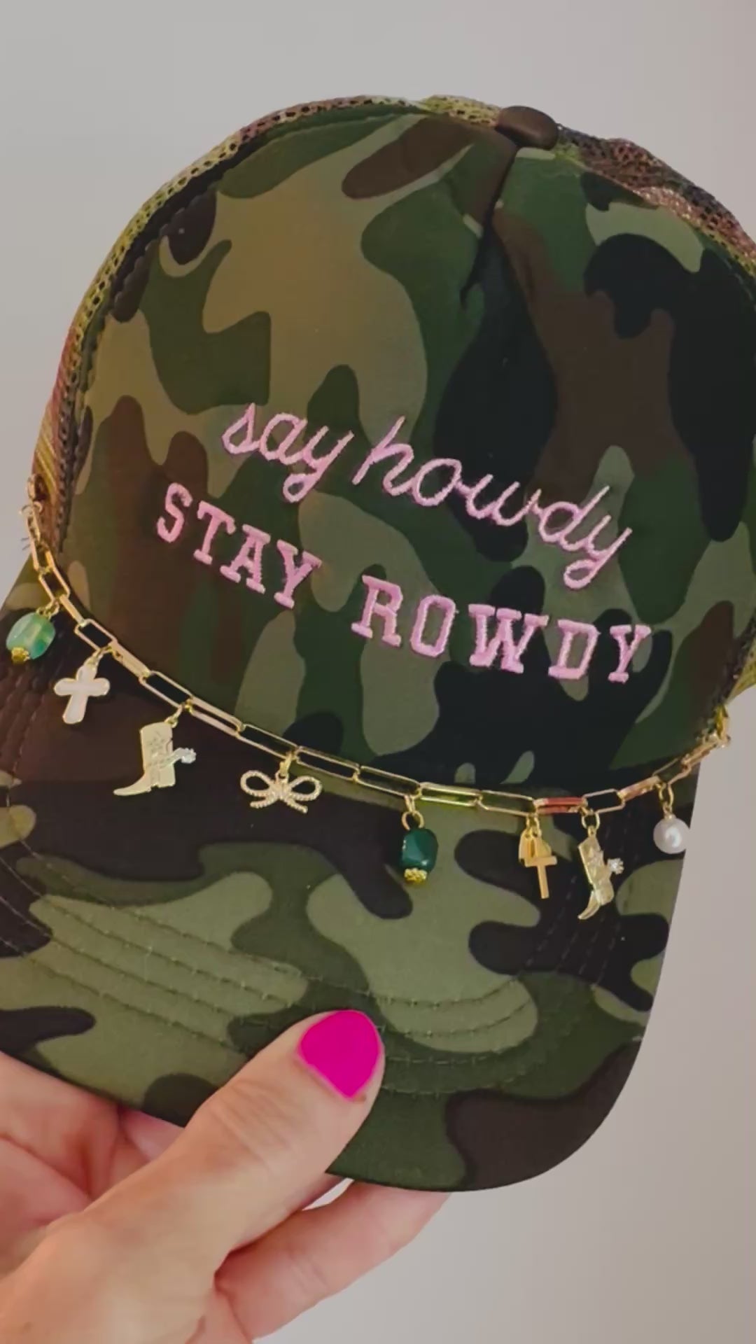 Stay Rowdy Trucker Hat & Charm Chain